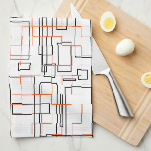 Linge De Cuisine Motif noir orange élégant