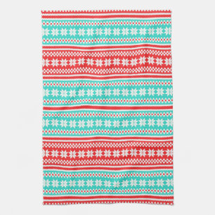 Linge De Cuisine Motif norvégien de chandail de Noël de turquoise
