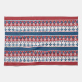 Linge De Cuisine Motif norvégien rayé bleu rouge (Horizontal)