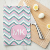 Linge De Cuisine Motif Ocean Mist Chevron (Quart Plié)