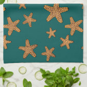 Linge De Cuisine Motif orange d'étoiles de mer (Plié)
