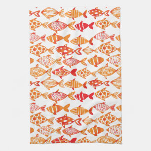 Linge De Cuisine Motif orange lumineux de poissons d'aquarelle