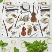 Linge De Cuisine Motif Orchestra Instruments (Plié)