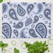 Linge De Cuisine Motif Paisley Bleu (Plié)