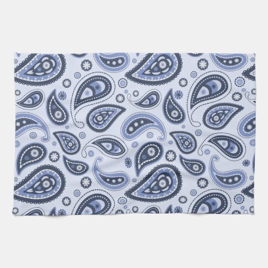Linge De Cuisine Motif Paisley Bleu (Horizontal)