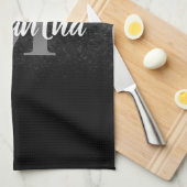 Linge De Cuisine Motif Parties scintillant noir (Quart Plié)