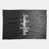 Linge De Cuisine Motif Parties scintillant noir (Horizontal)