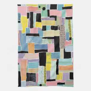 Linge De Cuisine Motif Patchwork Abstrait Coloré (2)