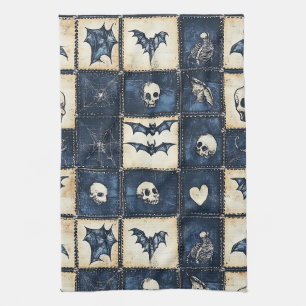 Linge De Cuisine Motif patchwork en jean Halloween gothique