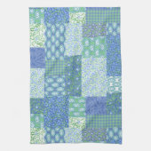 Linge De Cuisine Motif patchwork faux fleuri bleu pervenche boho (Vertical)