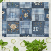 Linge De Cuisine Motif patchwork floral | Denim bohème (Plié)
