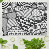 Linge De Cuisine Motif Patchwork Noir & Blanc 02 (Plié)