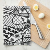 Linge De Cuisine Motif Patchwork Noir & Blanc 02 (Quart Plié)