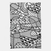 Linge De Cuisine Motif Patchwork Noir & Blanc 02 (Vertical)