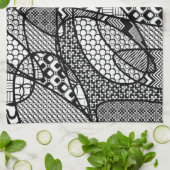 Linge De Cuisine Motif Patchwork Noir & Blanc 05 (Plié)