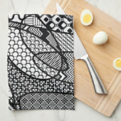 Linge De Cuisine Motif Patchwork Noir & Blanc 05 (Quart Plié)
