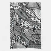 Linge De Cuisine Motif Patchwork Noir & Blanc 05 (Vertical)