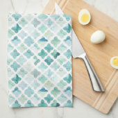 Linge De Cuisine Motif peint à la main de turquoise (Quart Plié)