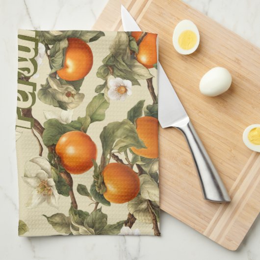 Linge De Cuisine Motif Persimmons (Quart Plié)