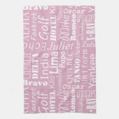 Linge De Cuisine Motif phonétique alphabétique blanc sur rose clair (Vertical)