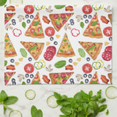 Linge De Cuisine Motif Pizza d'aquarelle (Plié)