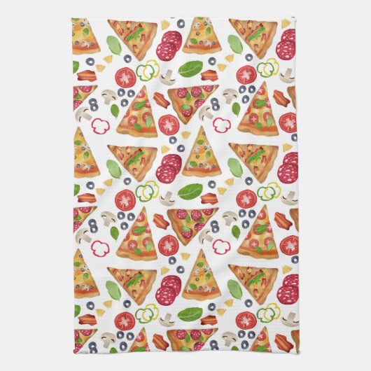 Linge De Cuisine Motif Pizza d'aquarelle (Vertical)
