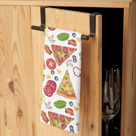 Linge De Cuisine Motif Pizza d'aquarelle (Pliage en tiers)