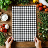 Linge De Cuisine Motif Plaid Noir Et Blanc Classique