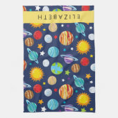 Linge De Cuisine Motif, Planètes, Étoiles, Cosmos, Votre Nom (Vertical)
