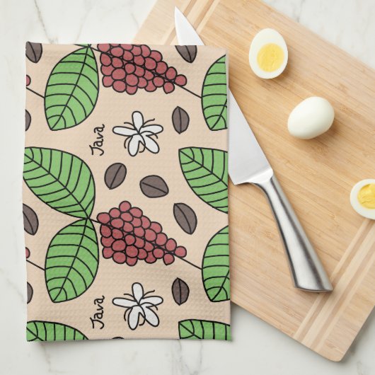 Linge De Cuisine Motif Plante Java (Quart Plié)