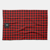 Linge De Cuisine Motif plaqué de buffle rouge rustique Monogramme (Horizontal)