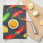 Linge De Cuisine Motif Poivrons Forts (Quart Plié)