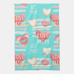 Linge De Cuisine Motif Pop Turquoise Vibrant de Reconnaissance MAMA
