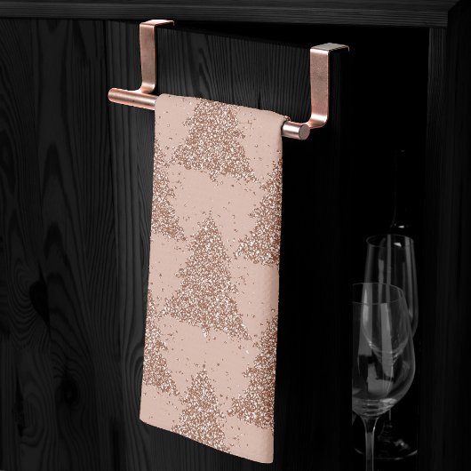 Linge De Cuisine Motif Posh Tree | Glam Rose Gold Blush Noël