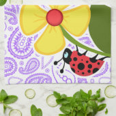 Linge De Cuisine Motif pourpre de Paisley ; Coccinelle (Plié)