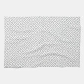 Linge De Cuisine Motif principal grec gris et blanc (Horizontal)