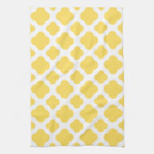 Linge De Cuisine Motif Quatrefoil jaune citron et blanc (Vertical)
