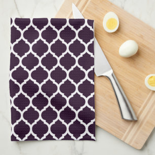 Linge De Cuisine Motif Quatrefoil marocain élégant Plum Purple