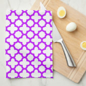Linge De Cuisine Motif Quatrefoil violet électrique (Quart Plié)