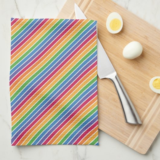 Linge De Cuisine Motif Rainbow Stripes (Quart Plié)