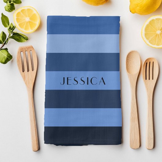 Linge De Cuisine Motif rayé bleu moderne Nom