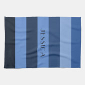 Linge De Cuisine Motif rayé bleu moderne Nom (Horizontal)