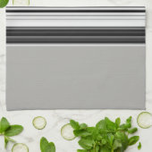 Linge De Cuisine Motif rayé noir blanc gris (Plié)