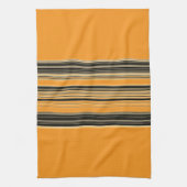 Linge De Cuisine Motif rayé noir blanc orange (Vertical)