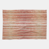 Linge De Cuisine Motif rayé rouge, beige et blanc (Horizontal)