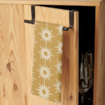 Linge De Cuisine Motif rayé vintage géométrique Gold Starburst<br><div class="desc">Cette simple serviette de cuisine à motifs géométriques est dotée d'un motif rayé d'origine moderne d'inspiration moderne et épuré du milieu du siècle. Un motif de starburst géométrique sur un arrière - plan d'or ocre. Chaque starburst dans une ligne créant un motif décalé qui rappelle les motifs de rotin des...</div>