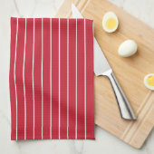 Linge De Cuisine Motif rayure fine rouge blanc (Quart Plié)