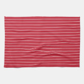 Linge De Cuisine Motif rayure fine rouge blanc (Horizontal)