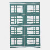 Linge De Cuisine Motif rayures blanc sarcelle (Vertical)