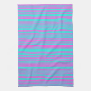 Linge De Cuisine Motif Rayures Rose Violet Bleu